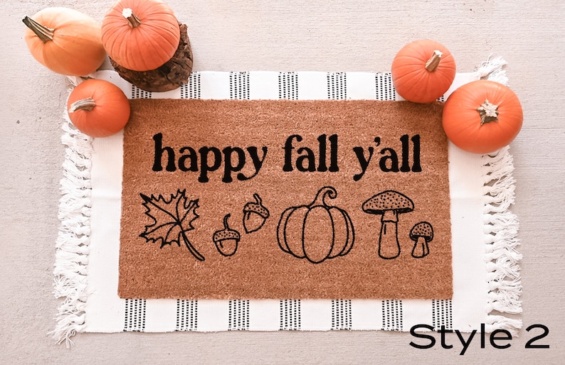 Happy Fall Yall Doormat, Fall Welcome Mat, Fall Decor, Funny Doormat, Funny Welcome Mat, Halloween Doormat, Fall Door Mat, Fall Doormat image 2