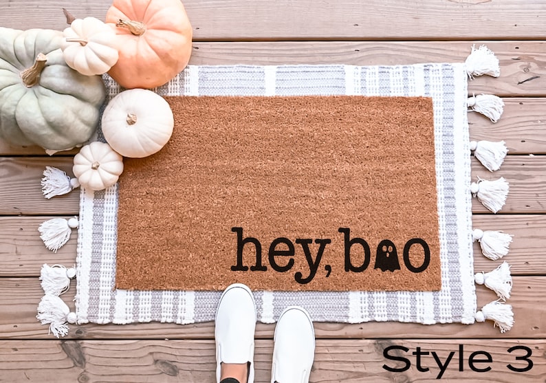 Hey Boo Doormat, Funny Doormat, Halloween Doormat, Ghost Doormat, Funny Door Mat, Halloween Door Mat, Custom Door Mat, Fall Doormat Style 3