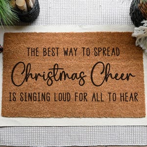Christmas Cheer Doormat.  Coir doormat.  Christmas doormat.