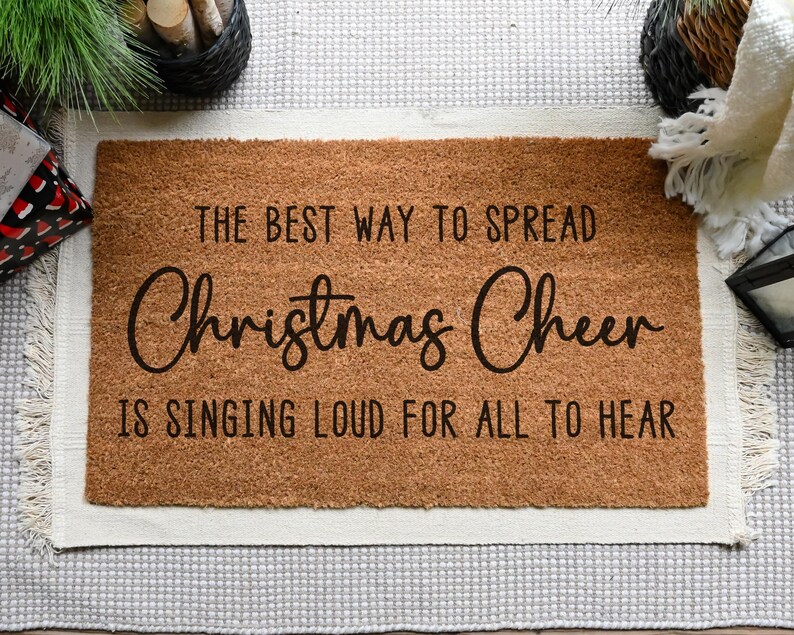 Christmas Cheer Doormat.  Coir doormat.  Christmas doormat.