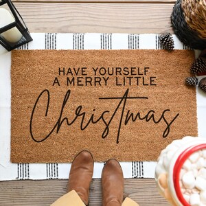 Merry Little Christmas Doormat.  Coir doormat.  Christmas doormat.