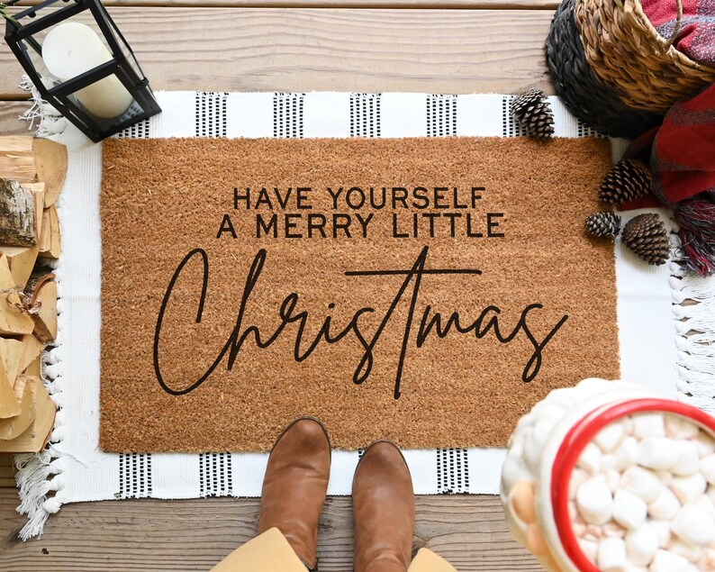 Merry Little Christmas Doormat.  Coir doormat.  Christmas doormat.