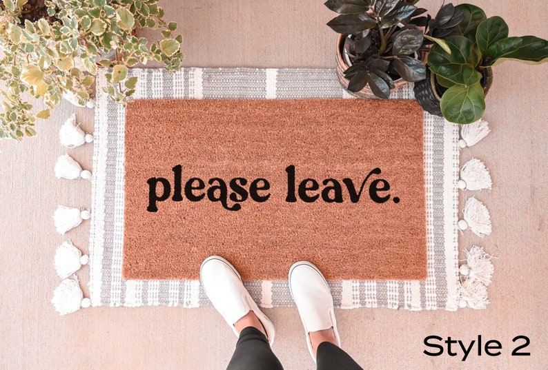 Please Leave Doormat, Go Away Doormat, Funny Doormat, Door Mat, Funny Welcome Mat, Personalized Doormat, Custom Doormat, No Soliciting Sign Style 2