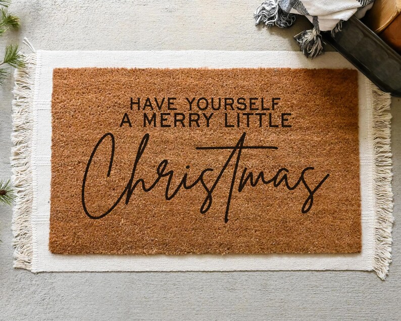 Merry Little Christmas Doormat.  Coir doormat.  Christmas doormat.