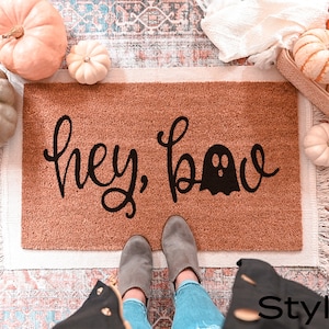 Hey Boo Doormat, Funny Doormat, Halloween Doormat, Ghost Doormat, Funny Door Mat, Halloween Door Mat, Custom Door Mat, Fall Doormat Style 2