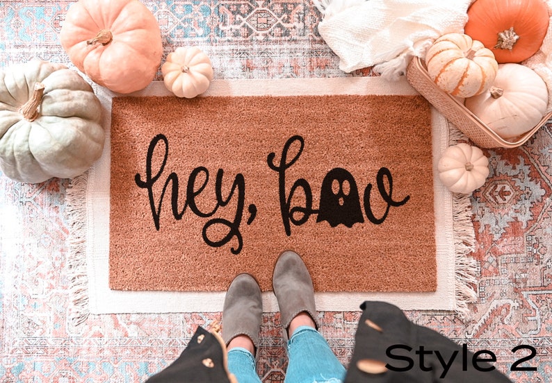 Hey Boo Doormat, Funny Doormat, Halloween Doormat, Ghost Doormat, Funny Door Mat, Halloween Door Mat, Custom Door Mat, Fall Doormat Style 2