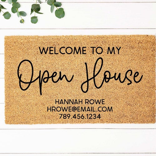 Open House Doormat Business Logo Doormat Real Estate Etsy