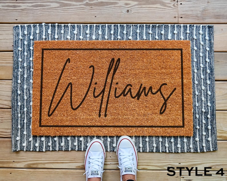Custom Door Mat, Outdoor, Last Name Doormat, Front Door Decor, Housewarming Gift, Wedding Gift, Closing Gift, Personalized Welcome Doormat Style 4