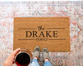 Custom Family Last Name Doormat, Personalized Last Name Mat, Front Door Decor, Housewarming Gift, Realtor Closing Gift, Custom Family Mat