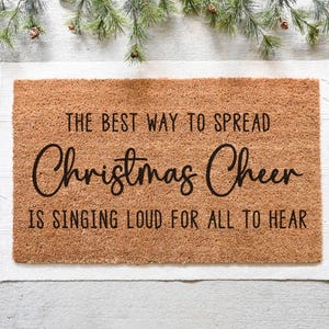 Christmas Cheer Doormat.  Coir doormat.  Christmas doormat.