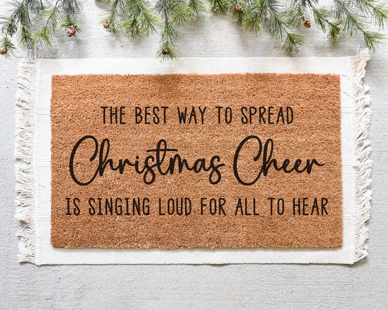 Christmas Cheer Doormat.  Coir doormat.  Christmas doormat.