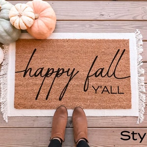 Happy Fall Yall Doormat, Fall Welcome Mat, Fall Decor, Funny Doormat, Funny Welcome Mat, Halloween Doormat, Fall Door Mat, Fall Doormat image 3