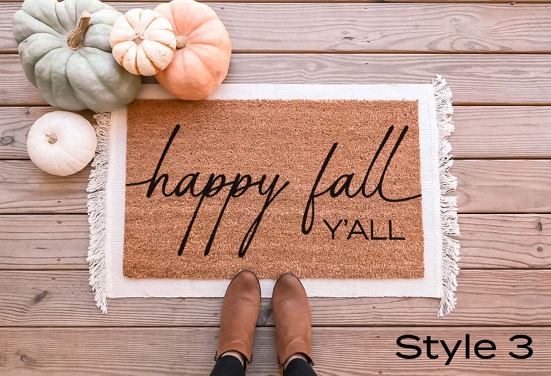 Happy Fall Yall Doormat, Fall Welcome Mat, Fall Decor, Funny Doormat, Funny Welcome Mat, Halloween Doormat, Fall Door Mat, Fall Doormat image 3