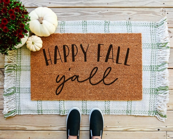 Happy Fall Yall Doormat, Fall Front Porch Decor, Fall Welcome Mat, Fall Outdoor Mat, Front Door Mat For Fall, Fall Decorations, Fall Style
