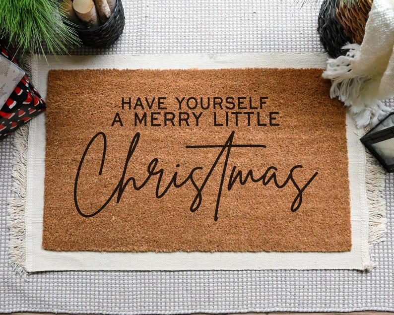 Merry Little Christmas Doormat.  Coir doormat.  Christmas doormat.