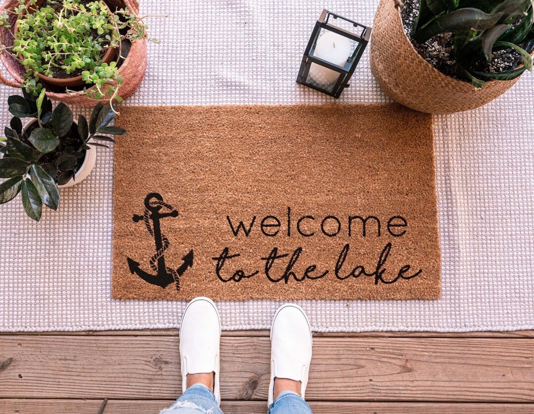 Lake House Doormat, to the Lake, Anchor Door Mat, Mat