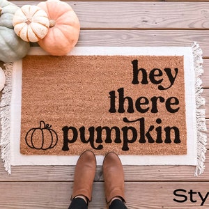 Hey There Pumpkin Doormat, Fall Welcome Mat, Fall Decor, Funny Doormat, Funny Welcome Mat, Halloween Doormat, Fall Door Mat, Hello Pumpkin image 6