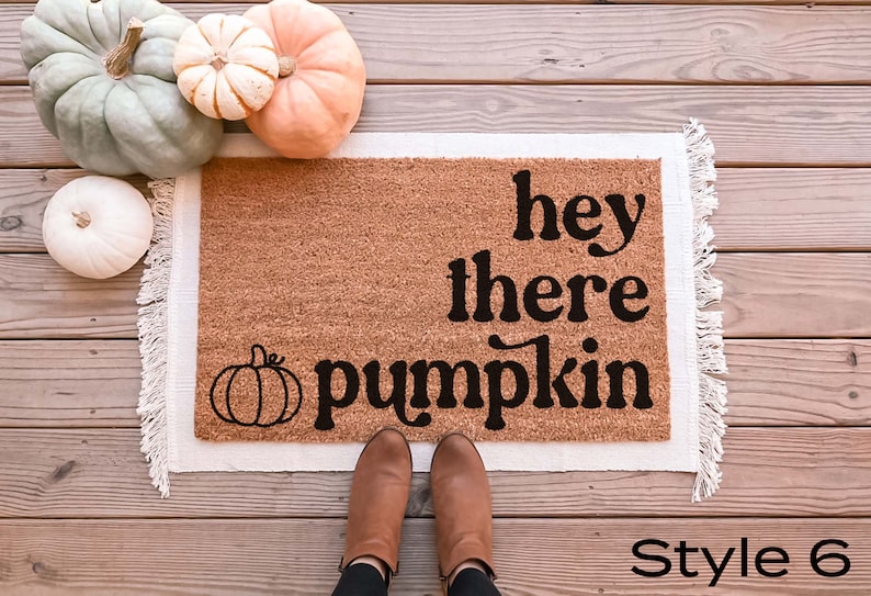 Hey There Pumpkin Doormat, Fall Welcome Mat, Fall Decor, Funny Doormat, Funny Welcome Mat, Halloween Doormat, Fall Door Mat, Hello Pumpkin image 6