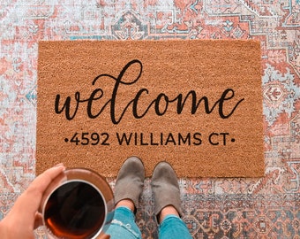 Address Doormat, Custom Doormat, Personalzied Door Mat, Custom Welcome Mat, Wedding Gift Ideas, Realtor Closing Gift, Housewarming Gifts