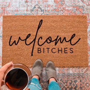 Welcome Bitches Doormat, Funny Welcome Mat, Funny Doormat, Custom Door Mat, Personalized Doormat, Front Door Decor, Custom Doormat Funny