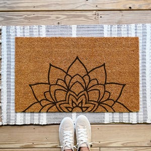 Mandala Doormat, Patterned Coir Door Mat, Front Porch Decor, Entryway Mat