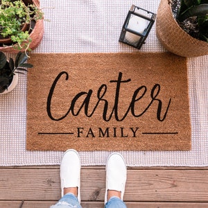 Last Name Doormat, Personalized Doormat, Custom Doormat, Personalized Welcome Mat, Housewarming Gift, Closing Gift, Newlywed Gift FAMILY