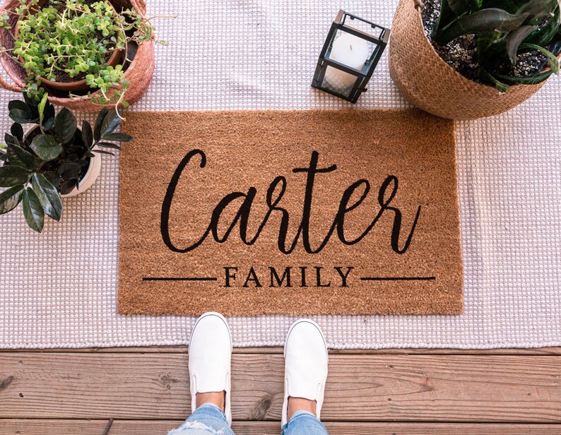 Last Name Doormat, Personalized Doormat, Custom Doormat, Personalized Welcome Mat, Housewarming Gift, Closing Gift, Newlywed Gift FAMILY