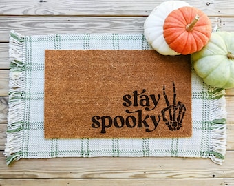 Stay Spooky Doormat, Halloween Welcome Coir Door Mat, Spooky Porch Decor