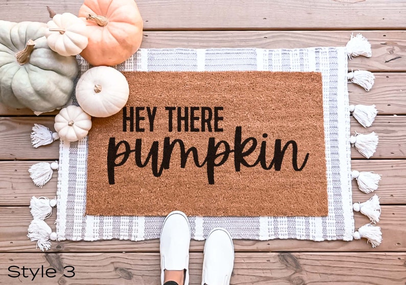 Hey There Pumpkin Doormat, Fall Welcome Mat, Fall Decor, Funny Doormat, Funny Welcome Mat, Halloween Doormat, Fall Door Mat, Hello Pumpkin image 3