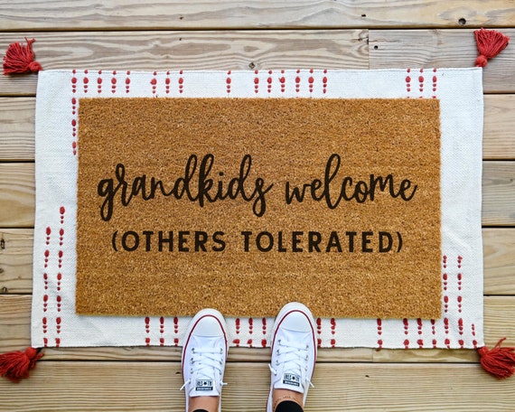 Grandkids Welcome Here Doormat, Grandparents Gift, Mothers Day Gift, Welcome Mat, Housewarming Gift, Personalized Doormat, Custom Doormat