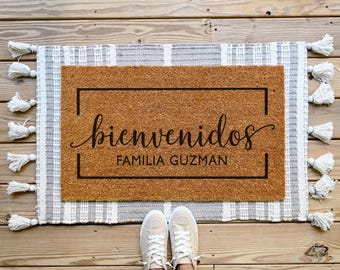 Bienvenidos Doormat, Custom Bienvenidos Door Mat, Custom Welcome Mat, Outdoor Front Door Mat, Front Porch Decor, Personalized Doormat
