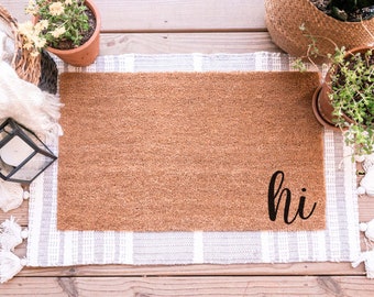 Hi Doormat, Custom  Doormat, Personalized Doormat, Custom Door Mat, Custom Welcome Mat, Cute Doormat, Funny Door Mat, Monogram Doormat