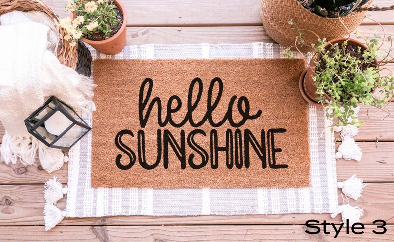 Hello Sunshine Doormat, Welcome Mat, Housewarming Gift, Summer Decor, Spring Decor, Front Door Decor, Cute Doormat, Welcome Doormat Style 3