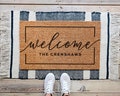 Welcome Doormat, Personalized Doormat, Custom Door Mat, Custom Doormat, Wedding Gift Ideas Housewarming Gifts Closing Gifts Welcome Door Mat
