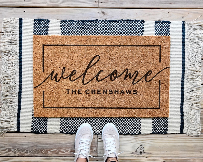 Welcome Doormat, Personalized Doormat, Custom Door Mat, Custom Doormat, Wedding Gift Ideas Housewarming Gifts Closing Gifts Welcome Door Mat