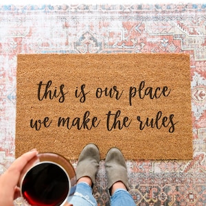 This Is Our Place Coir Doormat: Funny House Rules Welcome Mat