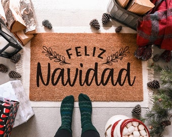 Feliz Navidad Doormat, Feliz Navidad Door Mat Merry Christmas Doormat Christmas Door Mat Christmas Welcome Mat Front Doormat Christmas Decor