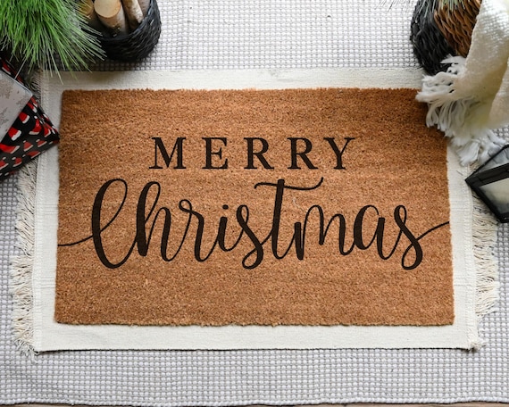 Merry Christmas Doormat, Holiday Door Mat, Christmas Door Mat, Christmas Porch Decor, Christmas Welcome Mat, Custom Doormat, Custom Door Mat