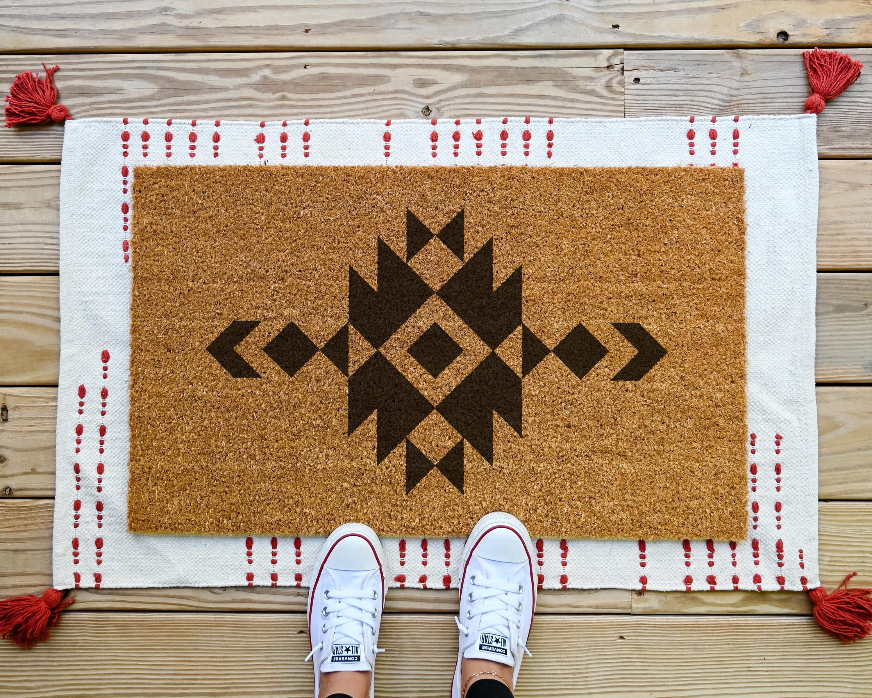Aztec Coir Doormat: Southwestern Tribal Design Welcome Mat - Etsy