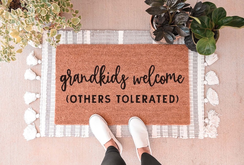 Grandkids Welcome Here Doormat, Grandparents Gift, Mothers Day Gift, Welcome Mat, Housewarming Gift, Personalized Doormat, Custom Doormat 
