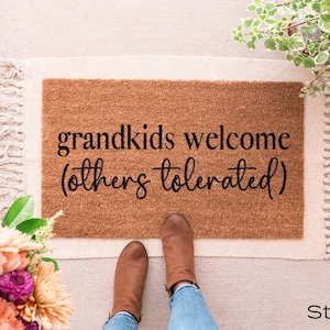 Grandkids Welcome Here Doormat, Grandparents Gift, Mothers Day Gift, Welcome Mat, Housewarming Gift, Personalized Doormat, Custom Doormat Style 3