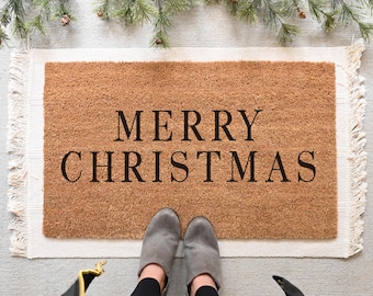 Merry Christmas Door Mat, Holiday Doormat, Christmas Doormat, Christmas Welcome Mat, Christmas Porch Decor, Holiday Decor, Cute Doormat
