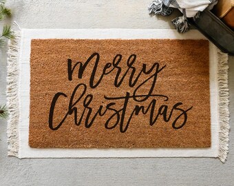 Merry Christmas Door Mat, Christmas Doormat, Outdoor Christmas Decor, Holiday Doormat, Christmas Welcome Mat, Cute Doormat, Custom Doormat