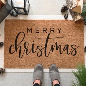 Merry Christmas Doormat, Holiday Doormat, Christmas Doormat, Christmas Welcome Mat, Christmas Decor, Holiday Decor, Farmhouse Christmas