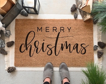 Merry Christmas Doormat, Holiday Doormat, Christmas Doormat, Christmas Welcome Mat, Christmas Decor, Holiday Decor, Farmhouse Christmas