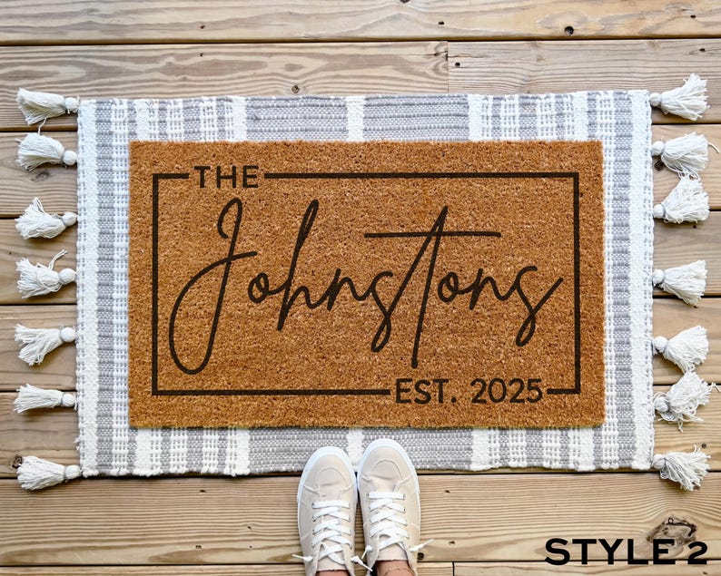 Custom Door Mat, Outdoor, Last Name Doormat, Front Door Decor, Housewarming Gift, Wedding Gift, Closing Gift, Personalized Welcome Doormat Style 2