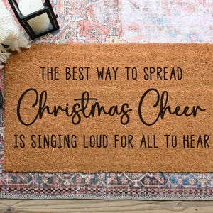 Christmas Cheer Doormat.  Coir doormat.  Christmas doormat.