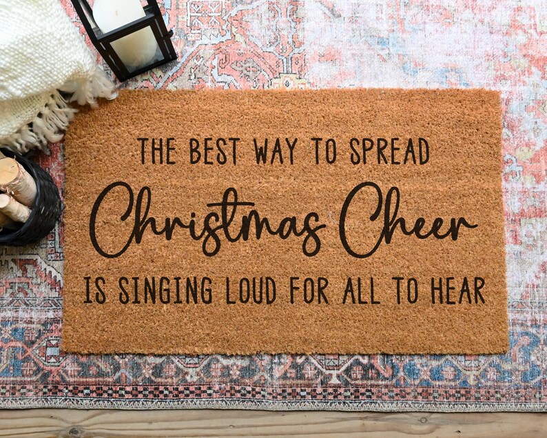 Christmas Cheer Doormat.  Coir doormat.  Christmas doormat.