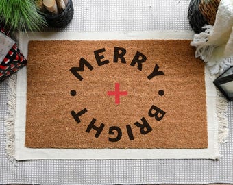 Merry Christmas Doormat, Holiday Doormat, Christmas Doormat, Christmas Welcome Mat, Christmas Decor, Holiday Decor, Farmhouse Christmas