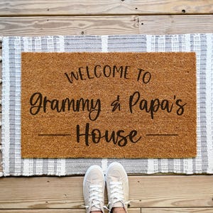 Grandparents Door Mat, Personalized Grandparents Gift Ideas, Christmas Doormat, Grandparents Welcome Mat, Custom Grandparents Doormat